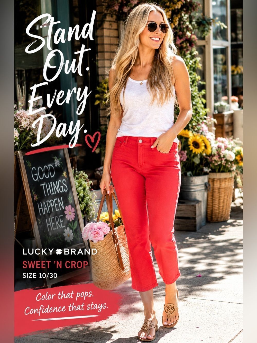 Lucky Brand Bright Red Cropped Jeans